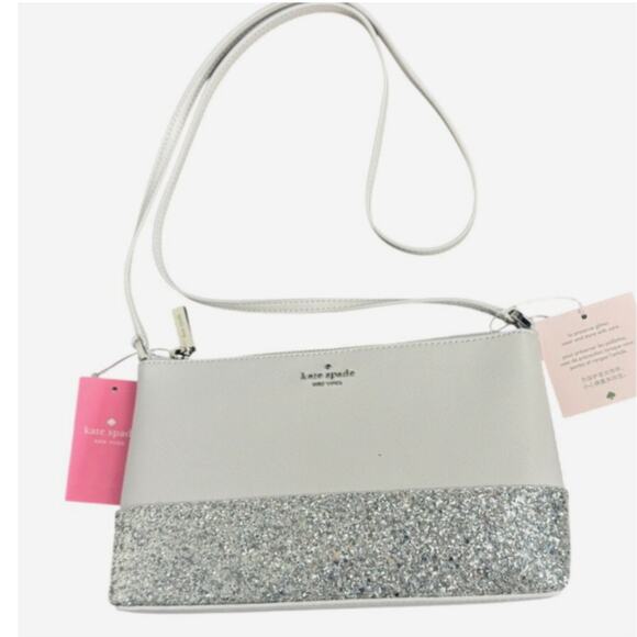 NWT Kate Spade Flash White and Silver Glitter Crossbody Bag - Picture 3 of 9
